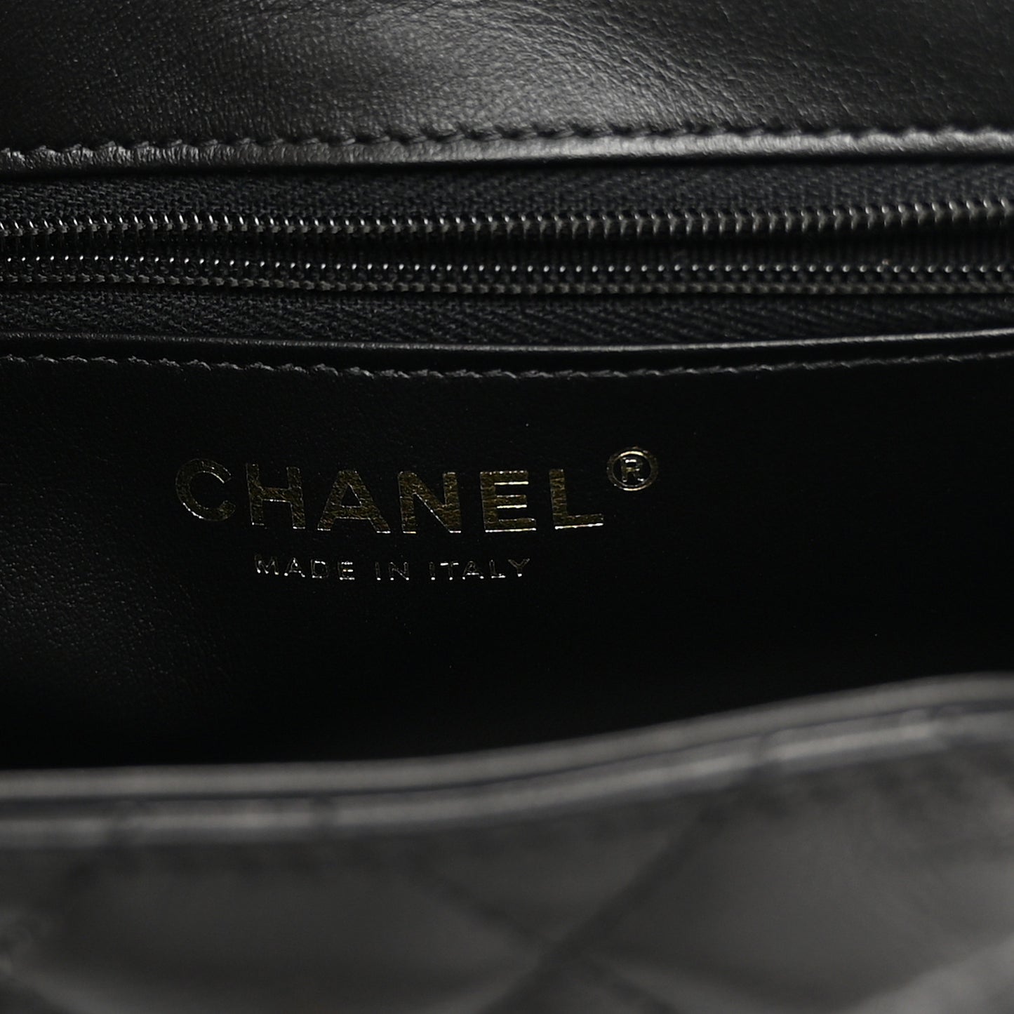 Shiny Aged Calfskin Quilted Nano Kelly Shopper Black