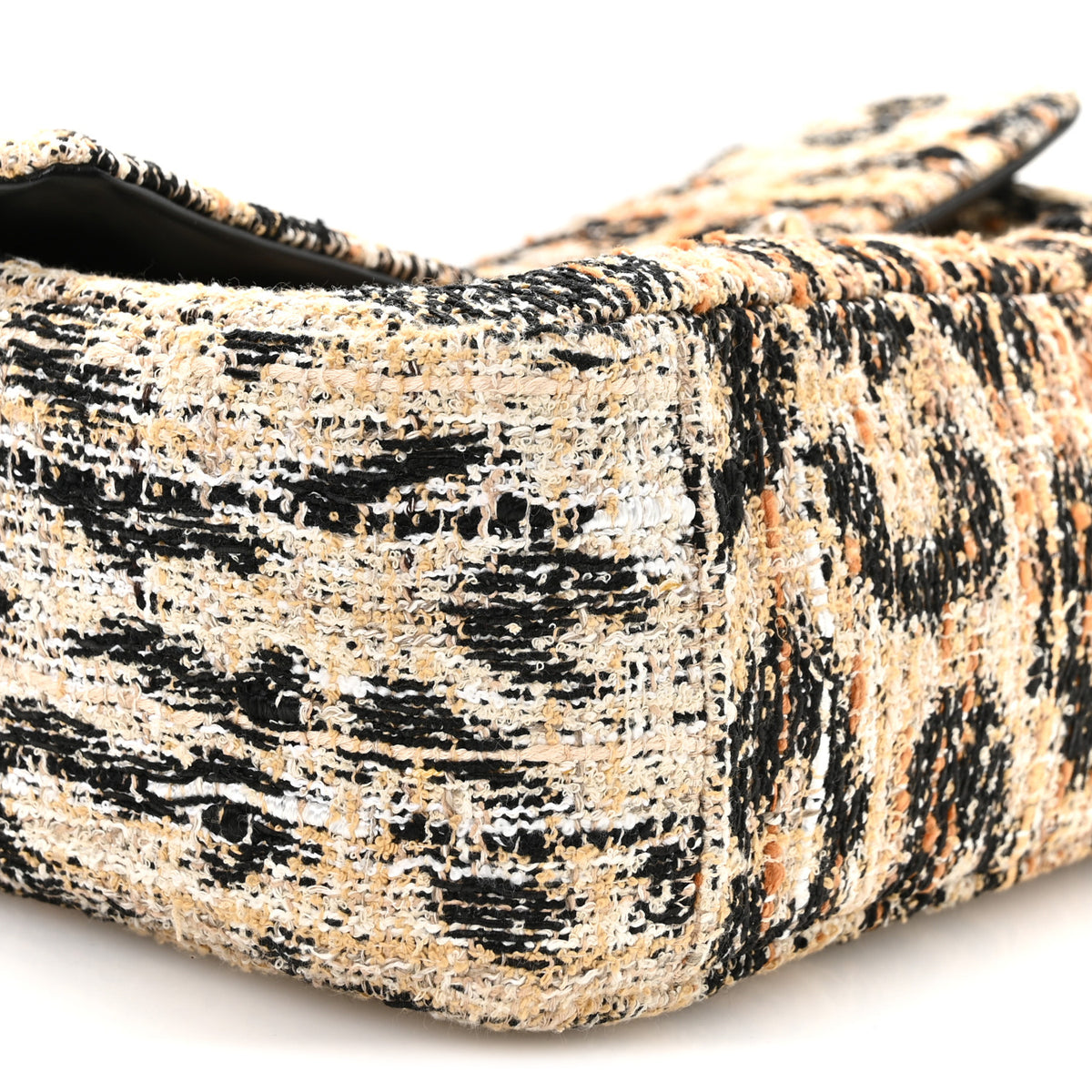 Tweed Mixed Fibers Leopard Print Small Souplissimo Maxi Flap Brown Black White