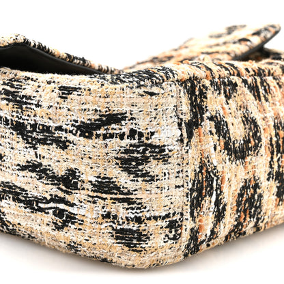 Chanel Tweed Mixed Fibers Leopard Print Small Souplissimo Maxi Flap Brown Black White 9 of 10