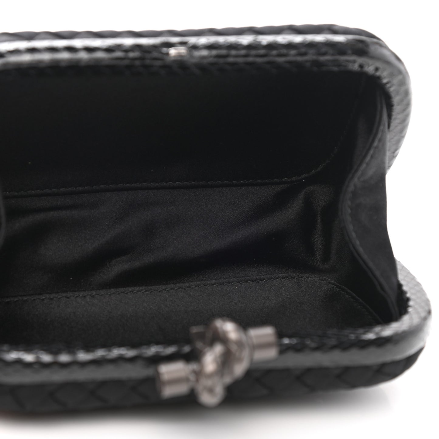 Satin Intreccio Impero Ayers Knot Clutch Black