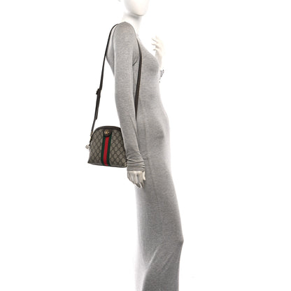 Gucci GG Supreme Monogram Textured Dollar Calfskin Web Small Ophidia Dome Shoulder Bag Beige Ebony New Acero 2 of 10