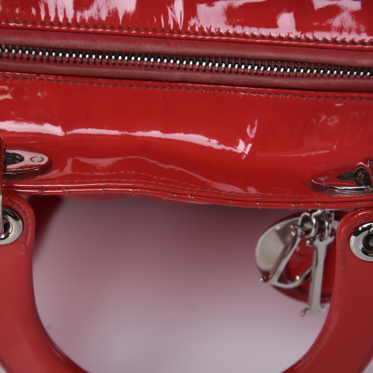 Christian Dior Patent Cannage Large Lady Dior Red 12 of 28