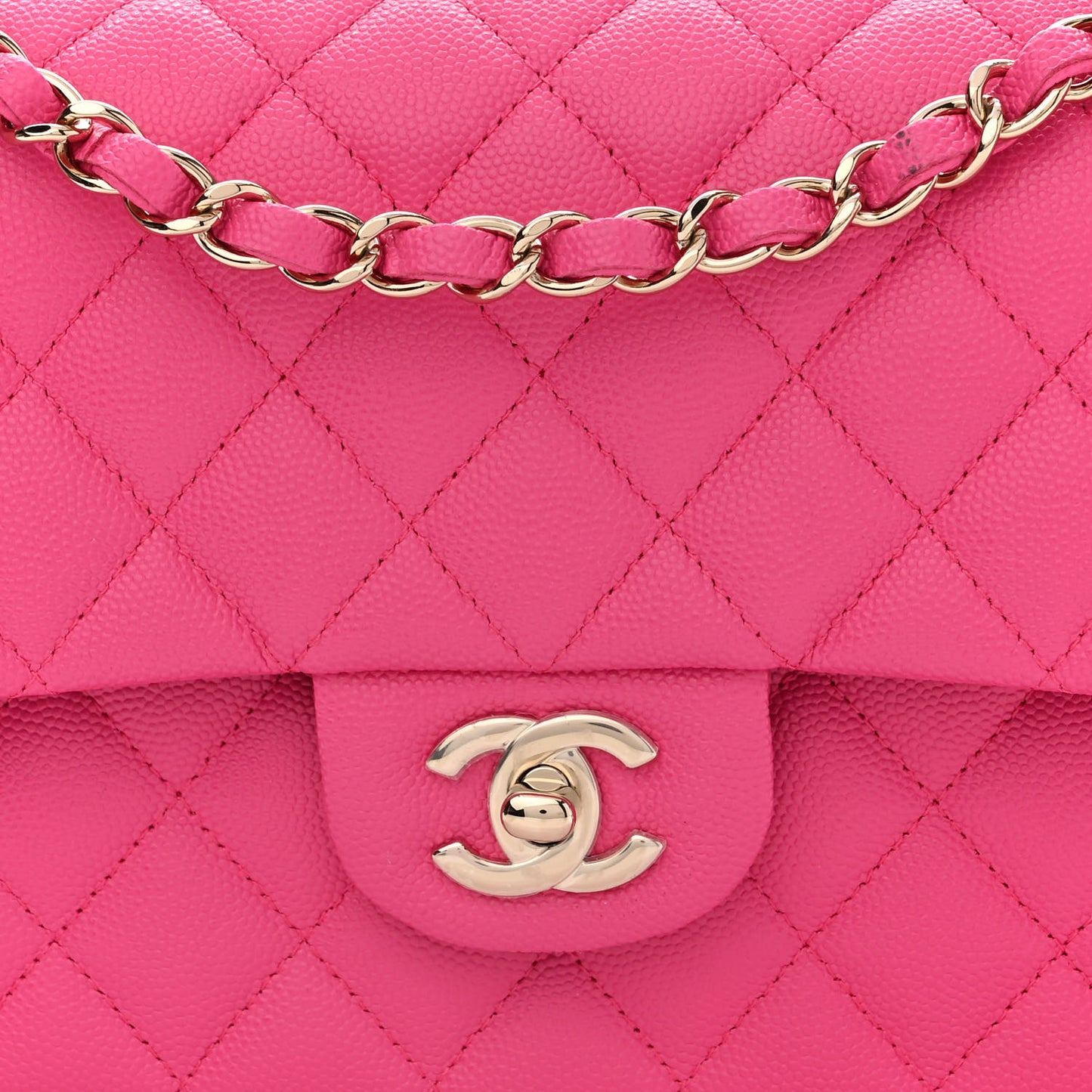 Caviar Quilted Medium Double Flap Dark Pink