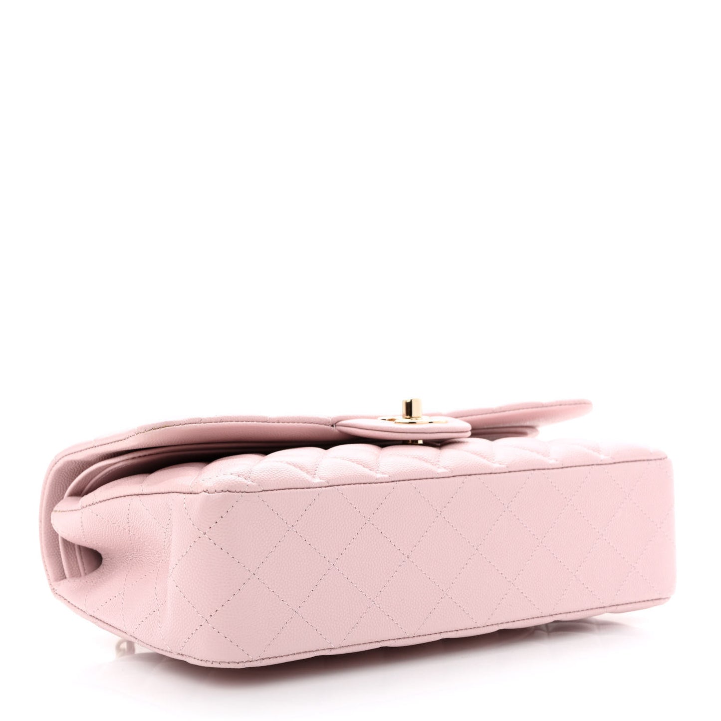 Caviar Quilted Medium Double Flap Light Pink