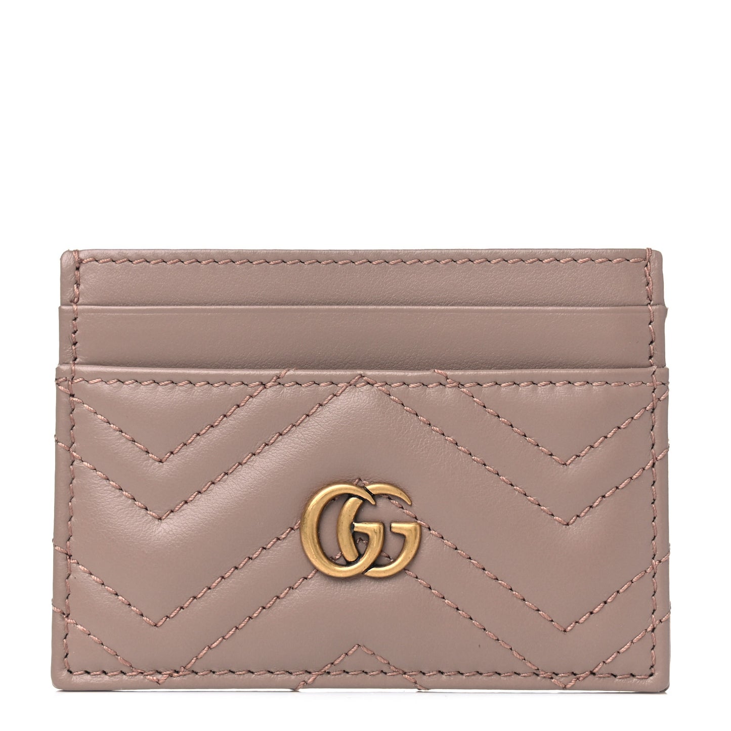 Calfskin Matelasse GG Marmont Card Holder Porcelain Rose