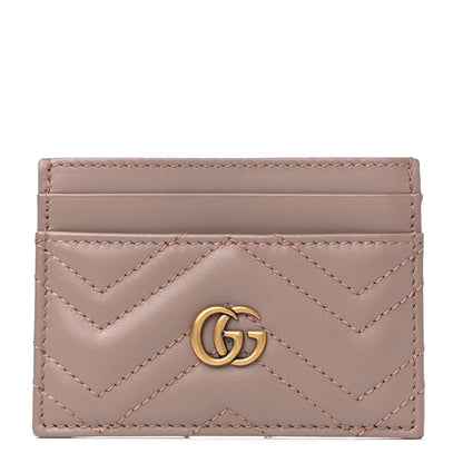 Gucci Calfskin Matelasse GG Marmont Card Holder Porcelain Rose 1 of 4