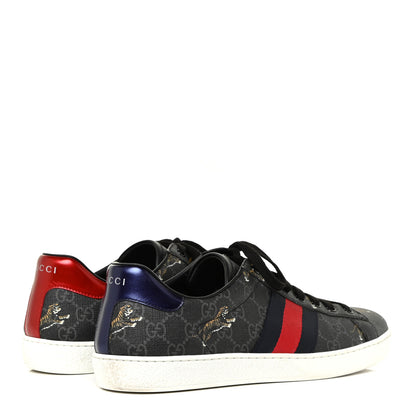 Gucci GG Supreme Monogram Tiger Ayers Web Mens New Ace Sneakers 9 Black 5 of 18
