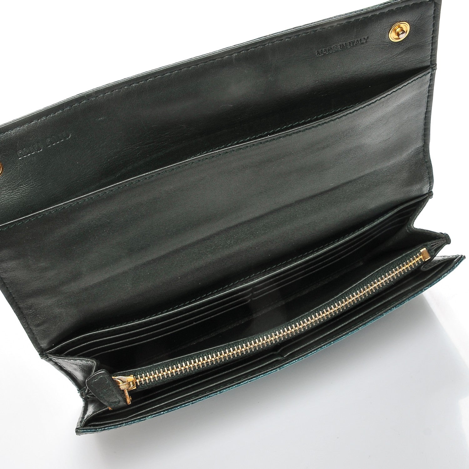 Miu Miu Patent Crocodile Embossed Continental Flap Wallet Green 5 of 10