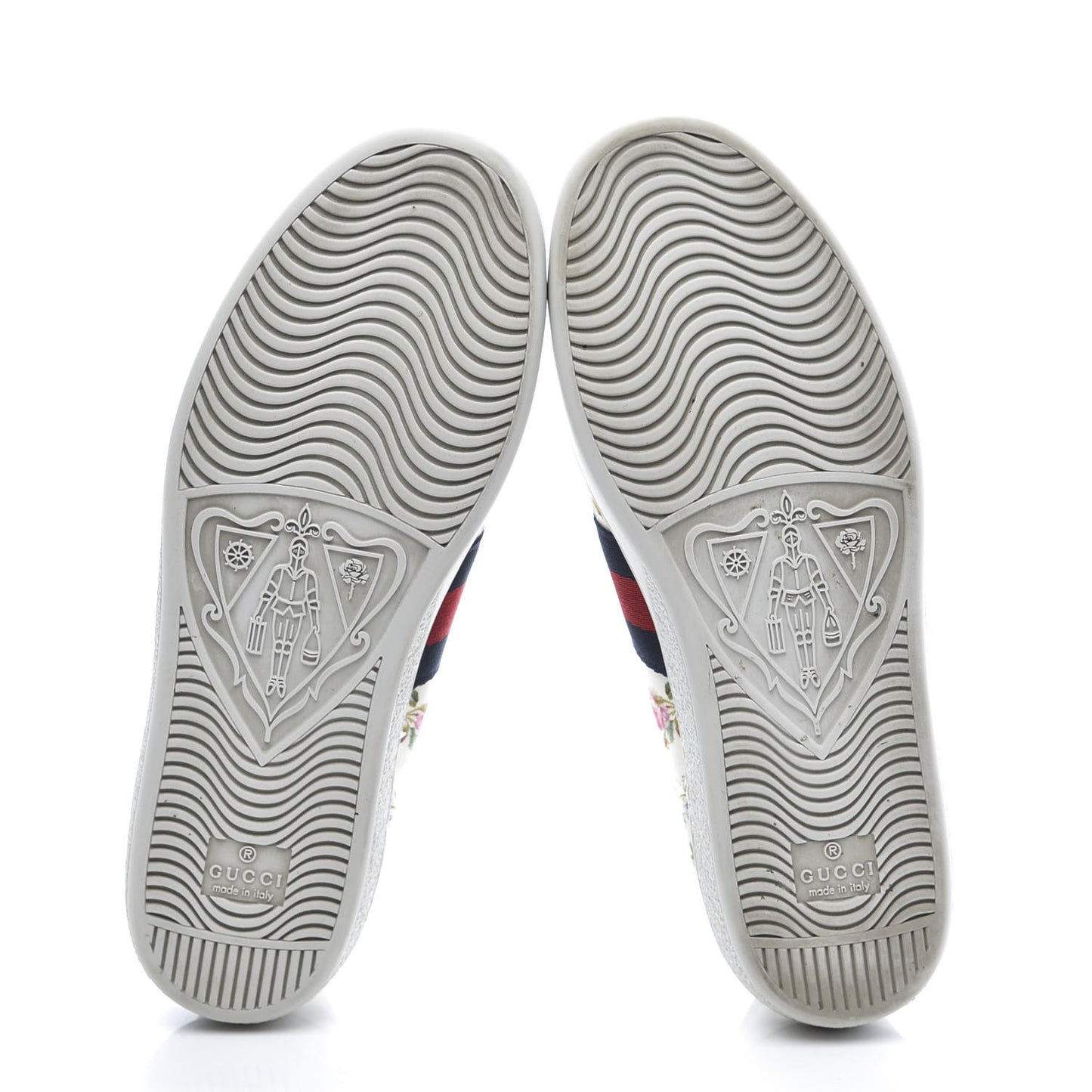 Calfskin Web Rose Print Bee Embroidered Womens Ace Sneakers 37 White