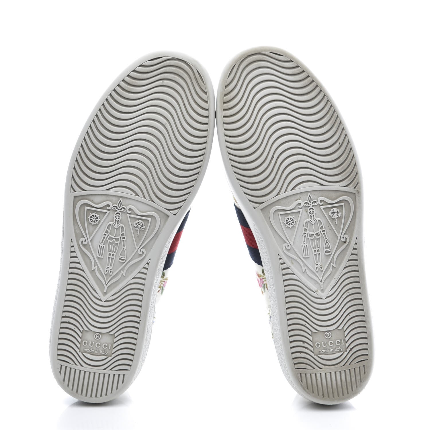 Gucci Calfskin Web Rose Print Bee Embroidered Womens Ace Sneakers 37 White 6 of 9