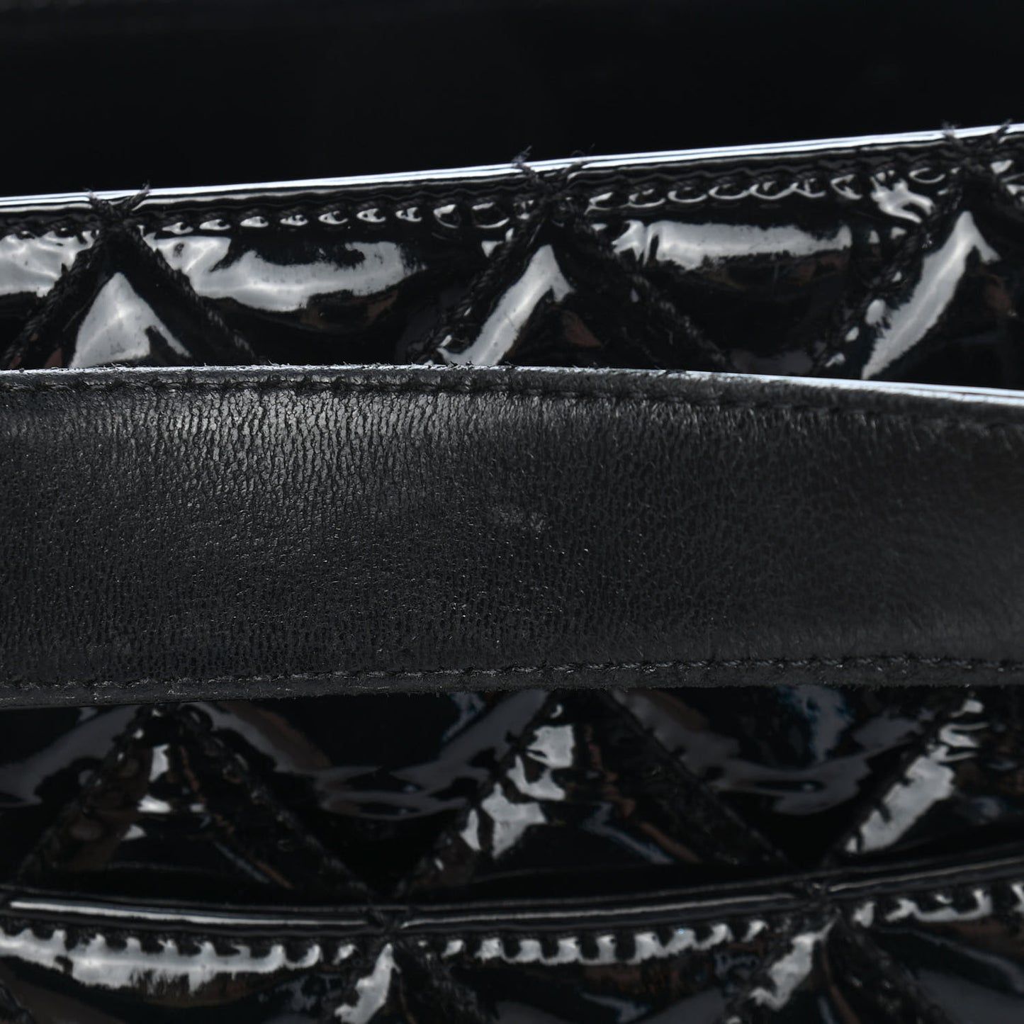 Patent Quilted Grand Shopping Tote GST Black