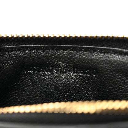 Saint Laurent Grain De Poudre Matelasse Chevron Monogram Fragments Zippered Card Case Black 7 of 8
