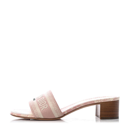 Christian Dior Cotton Toile De Jouy Embroidered Dway 50mm Slide Sandals 40.5 Light Pink 1 of 4