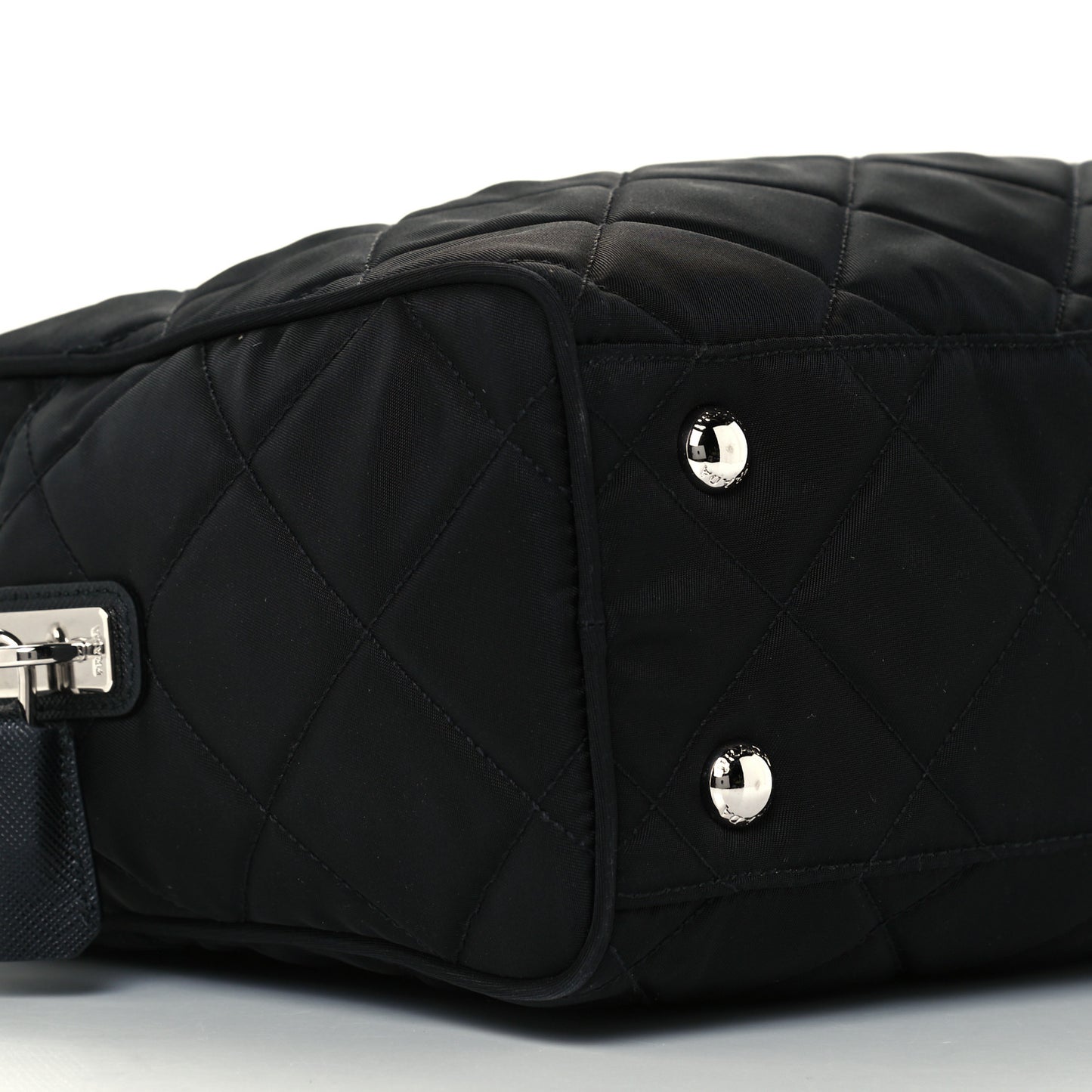 Nylon Tessuto Impuntu Quilted Shoulder Bag Black