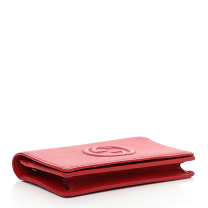 Gucci Pebbled Calfskin Soho Wallet on Chain Hibiscus Red 4 of 9