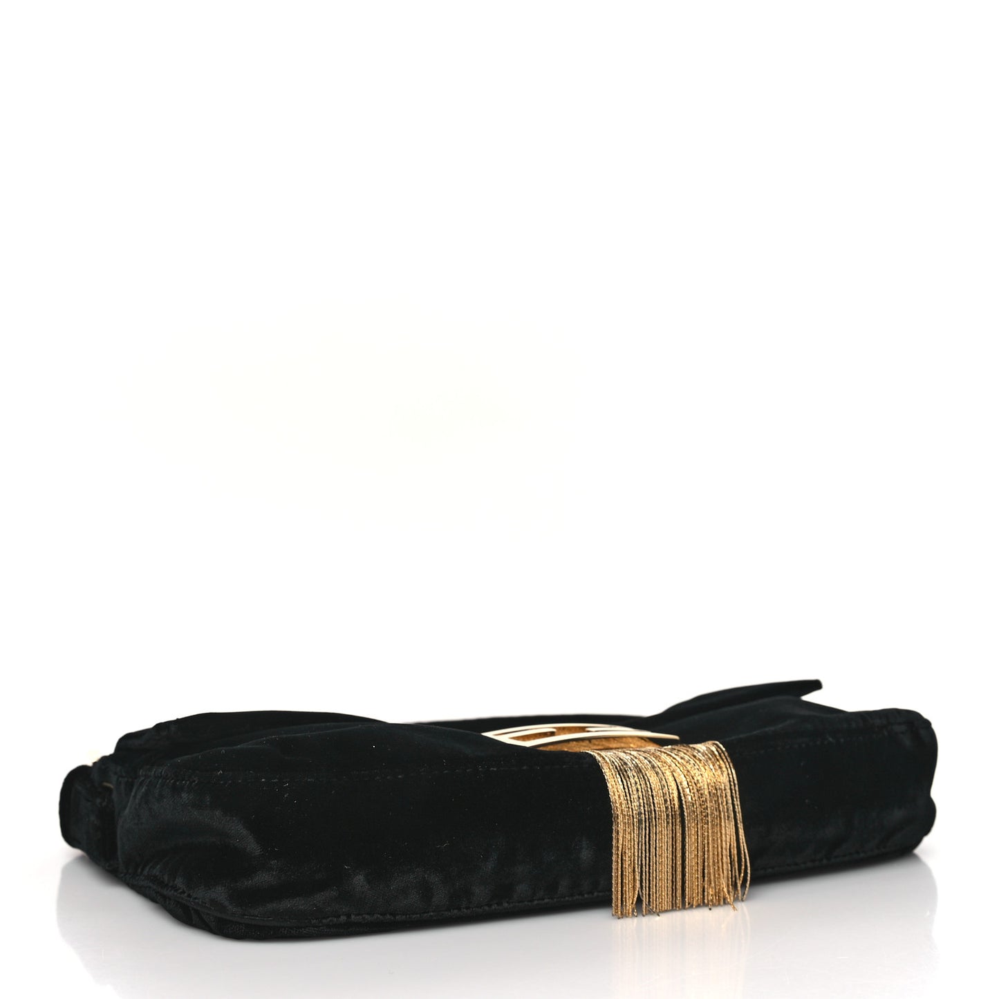 Velvet Metal Fringe Baguette Black Gold