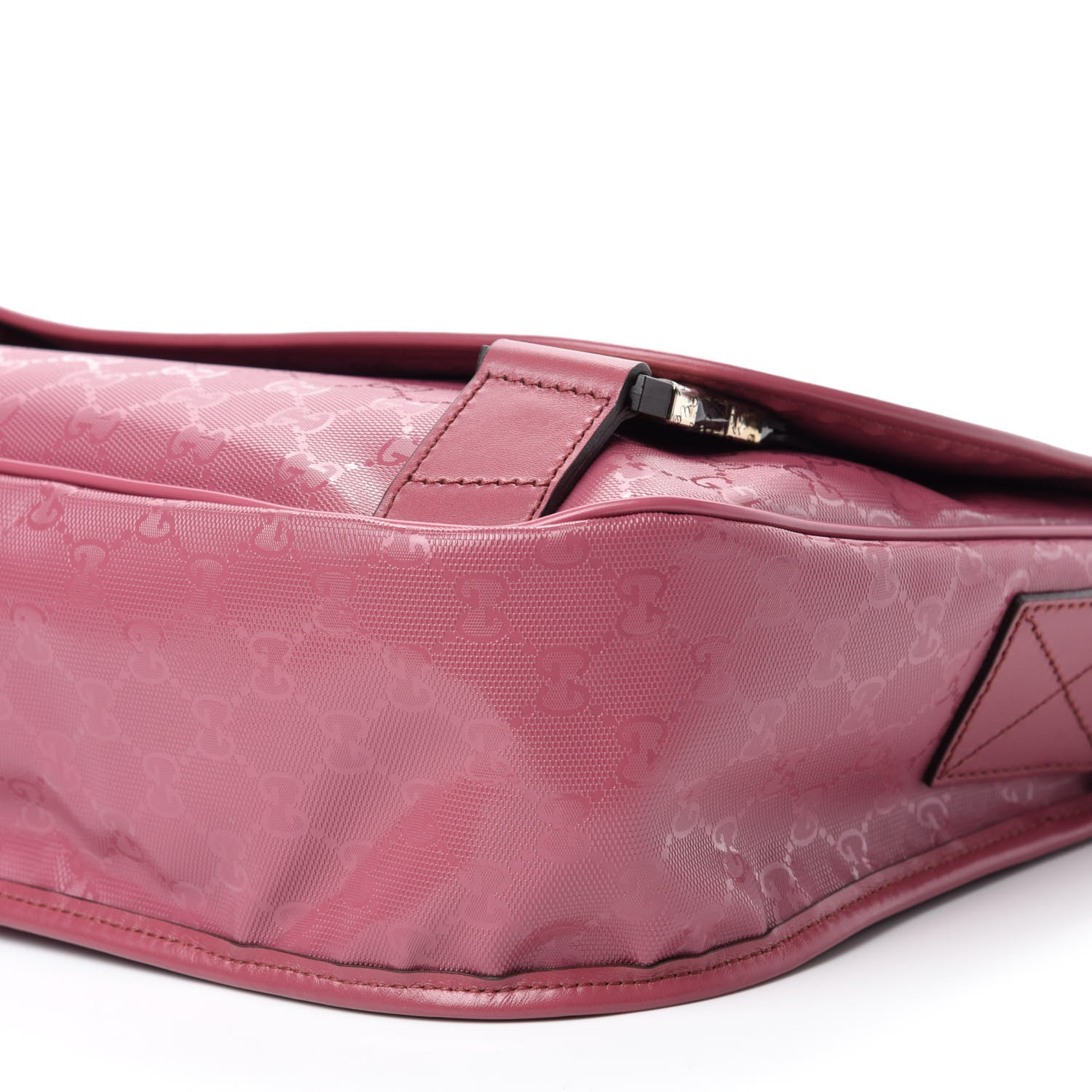 Gucci Imprime Monogram Medium Double Buckle Flap Messenger Bag Vintage Rose 7 of 10