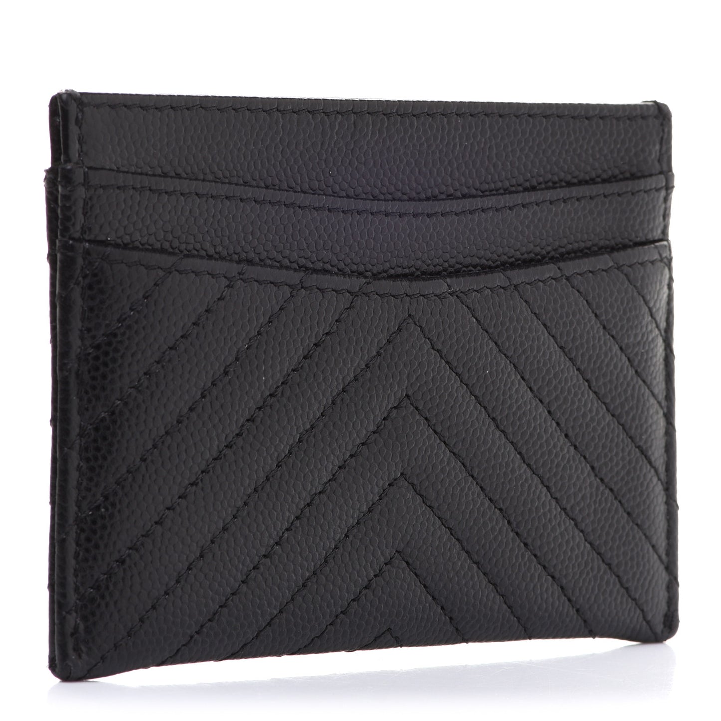 Caviar Chevron Quilted Card Holder Black