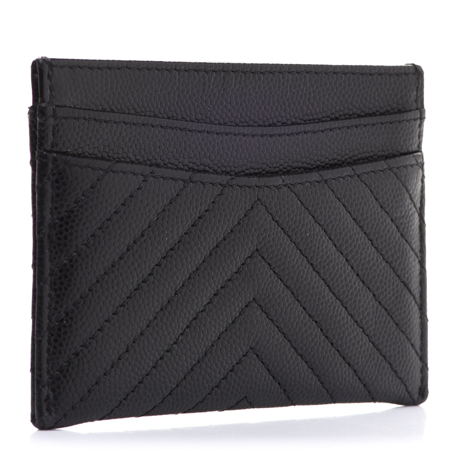 Chanel Caviar Chevron Quilted Card Holder Black 3 of 14