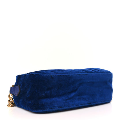 Gucci Velvet Matelasse Small GG Marmont Chain Shoulder Bag Cobalt 4 of 9