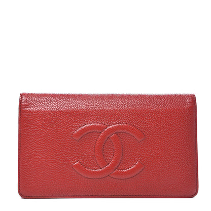 Chanel Caviar Timeless CC Yen Wallet Red 1 of 12