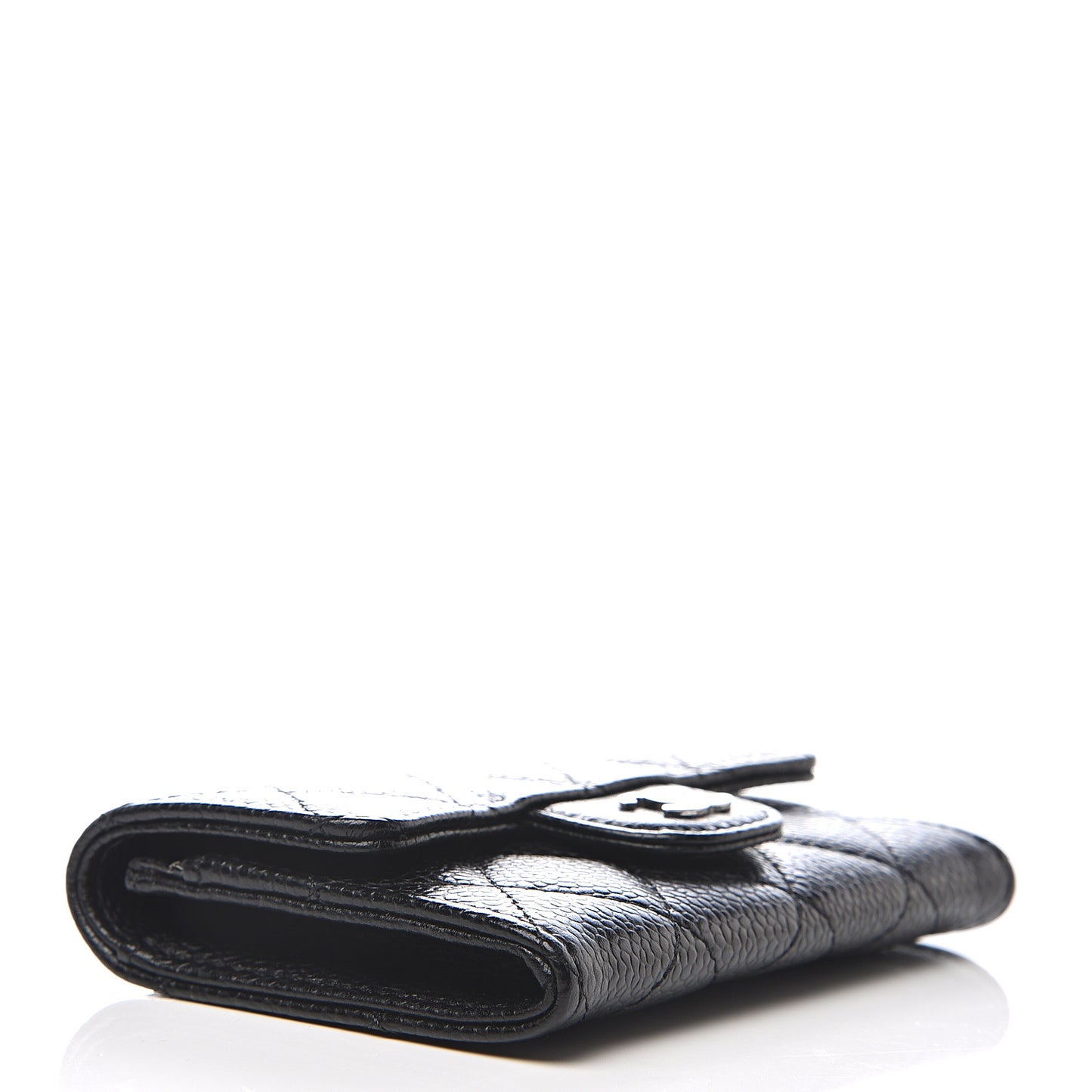 Caviar Quilted Flap Card Holder Black