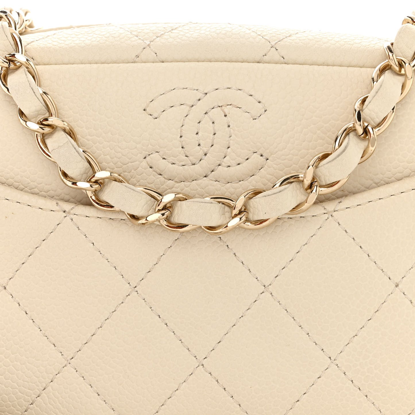 Caviar Quilted Mini Coco Tassel Camera Case White