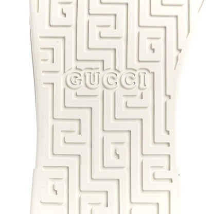 Gucci Calfskin Crocodile Embossed Rubber Web Mens Ace Sneakers 9 White Green 8 of 10