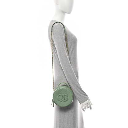 Chanel Caviar Quilted Small Round Vanity With Chain Light Green 2 of 11