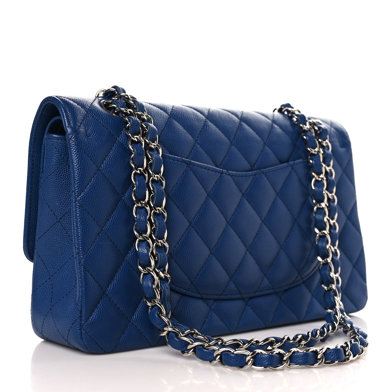 Chanel Caviar Quilted Medium Double Flap Dark Blue 3 of 9