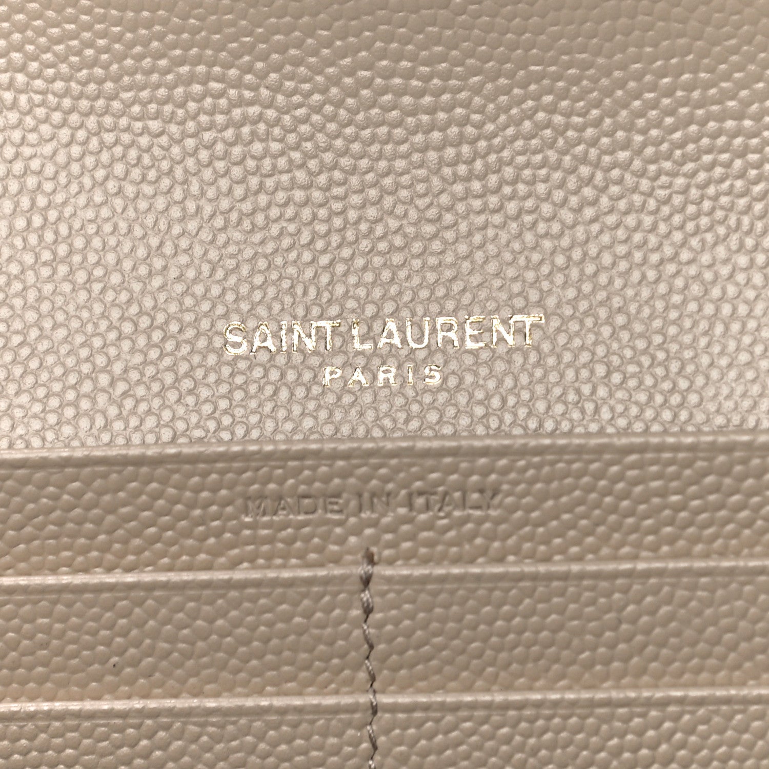 Saint Laurent Grain De Poudre Matelasse Chevron Monogram Flap Wallet Taupe 6 of 9