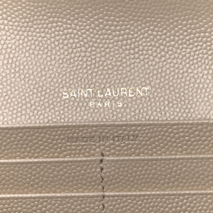 Saint Laurent Grain De Poudre Matelasse Chevron Monogram Flap Wallet Taupe 6 of 9