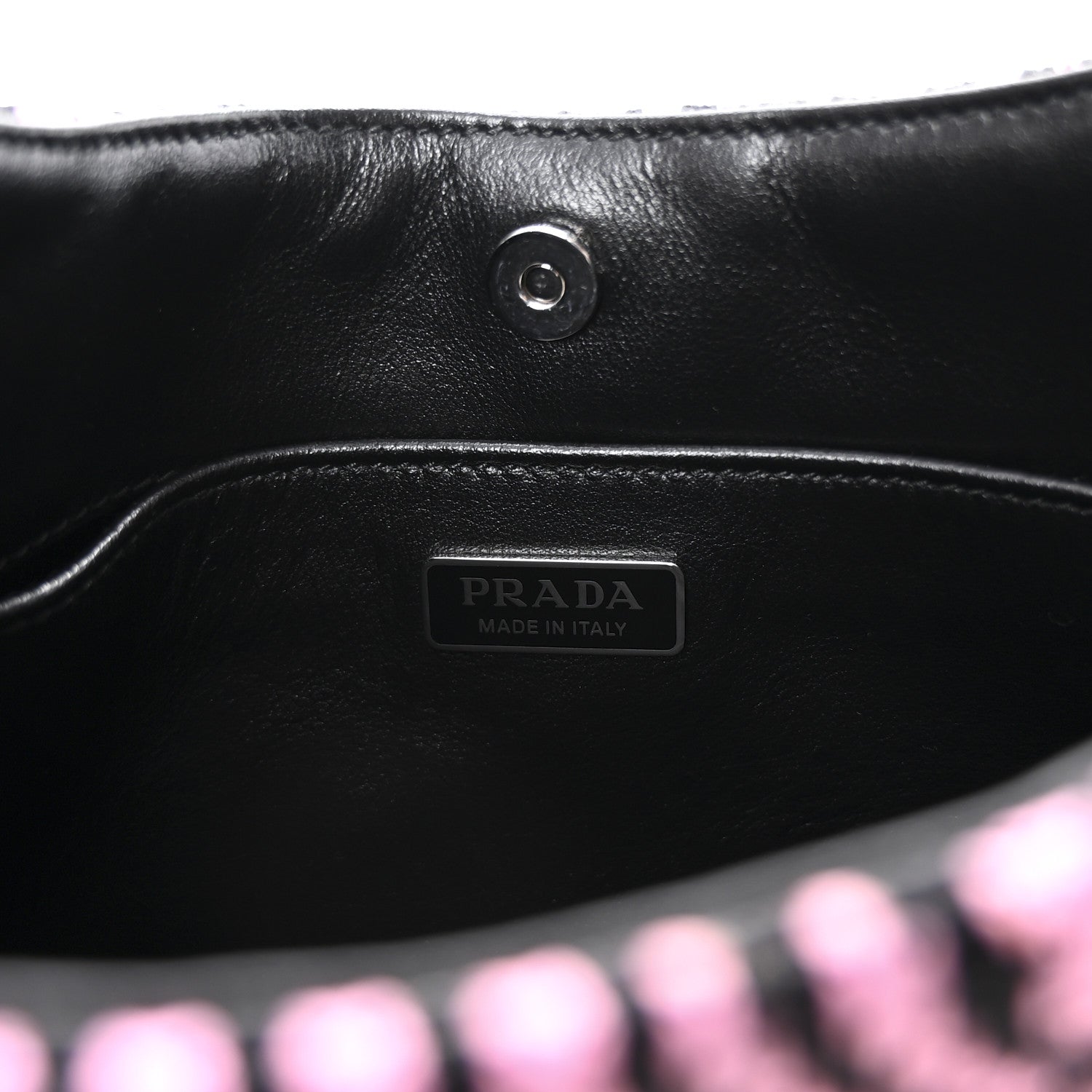 Prada Maglia Jacquard Cleo Shoulder Bag Black Rosa 6 of 10