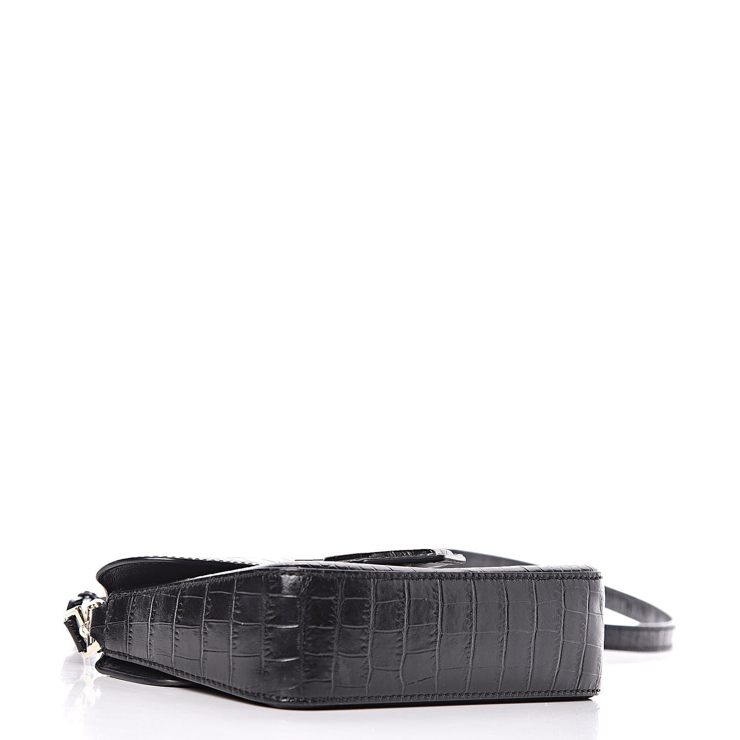 Calfskin Crocodile Embossed Mini Nobile Shoulder Bag Black