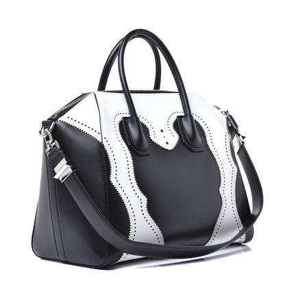 Givenchy Calfskin Brogue Medium Antigona Black White 3 of 9