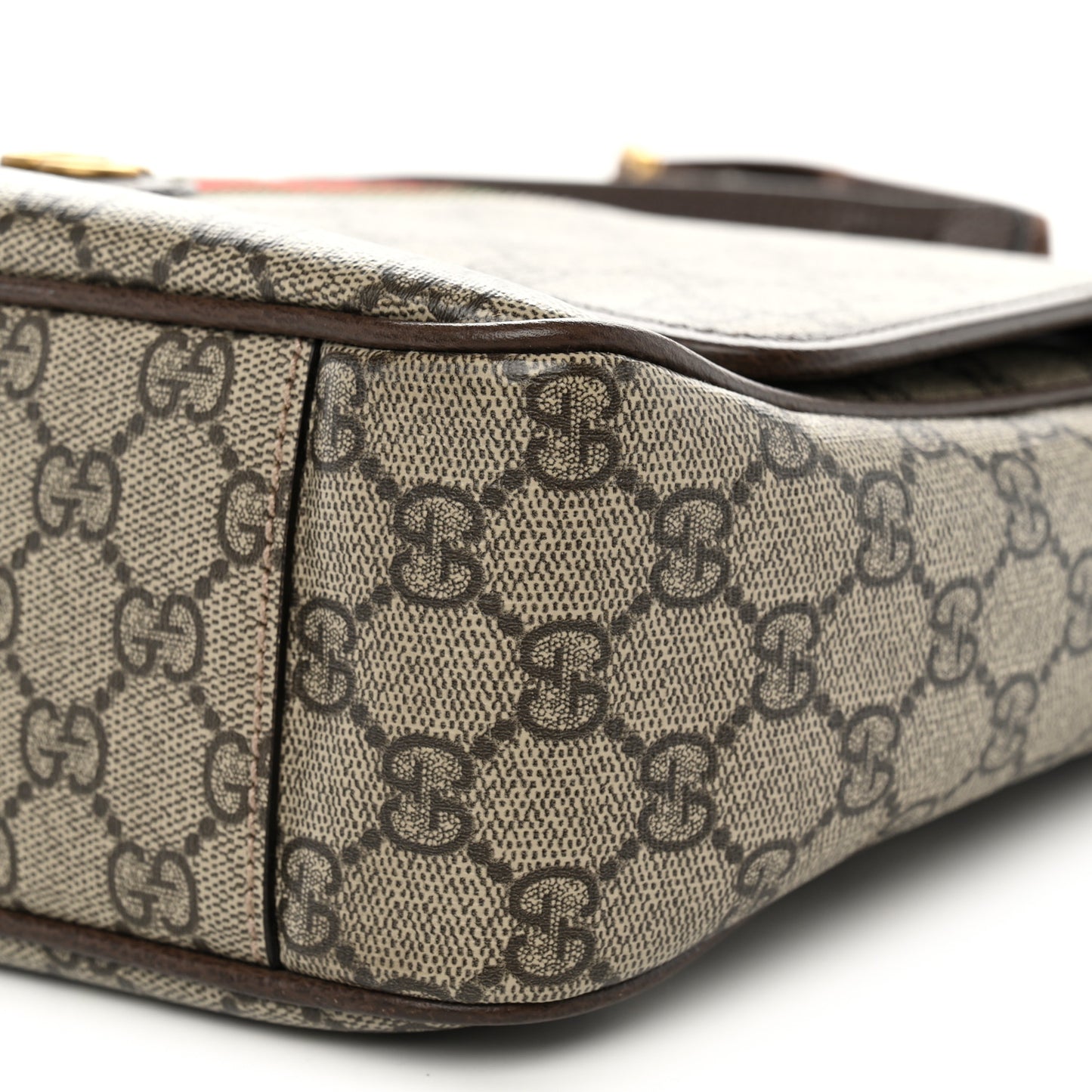 Tender GG Supreme Monogram Textured Dollar Calfskin Ophidia Messenger Bag Beige Ebony Dark Brown