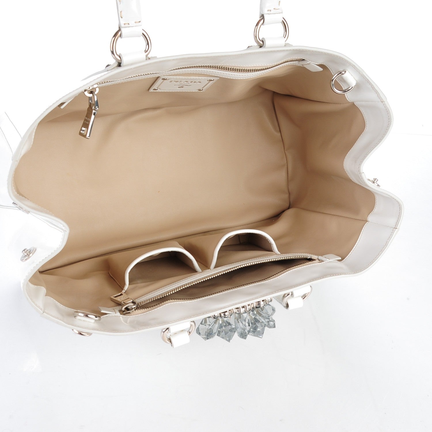 Prada Spazzolato Crystal Tote Talco 5 of 8