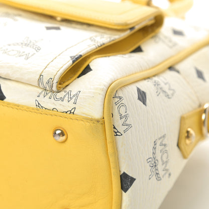 MCM Visetos Satchel White Yellow 10 of 20