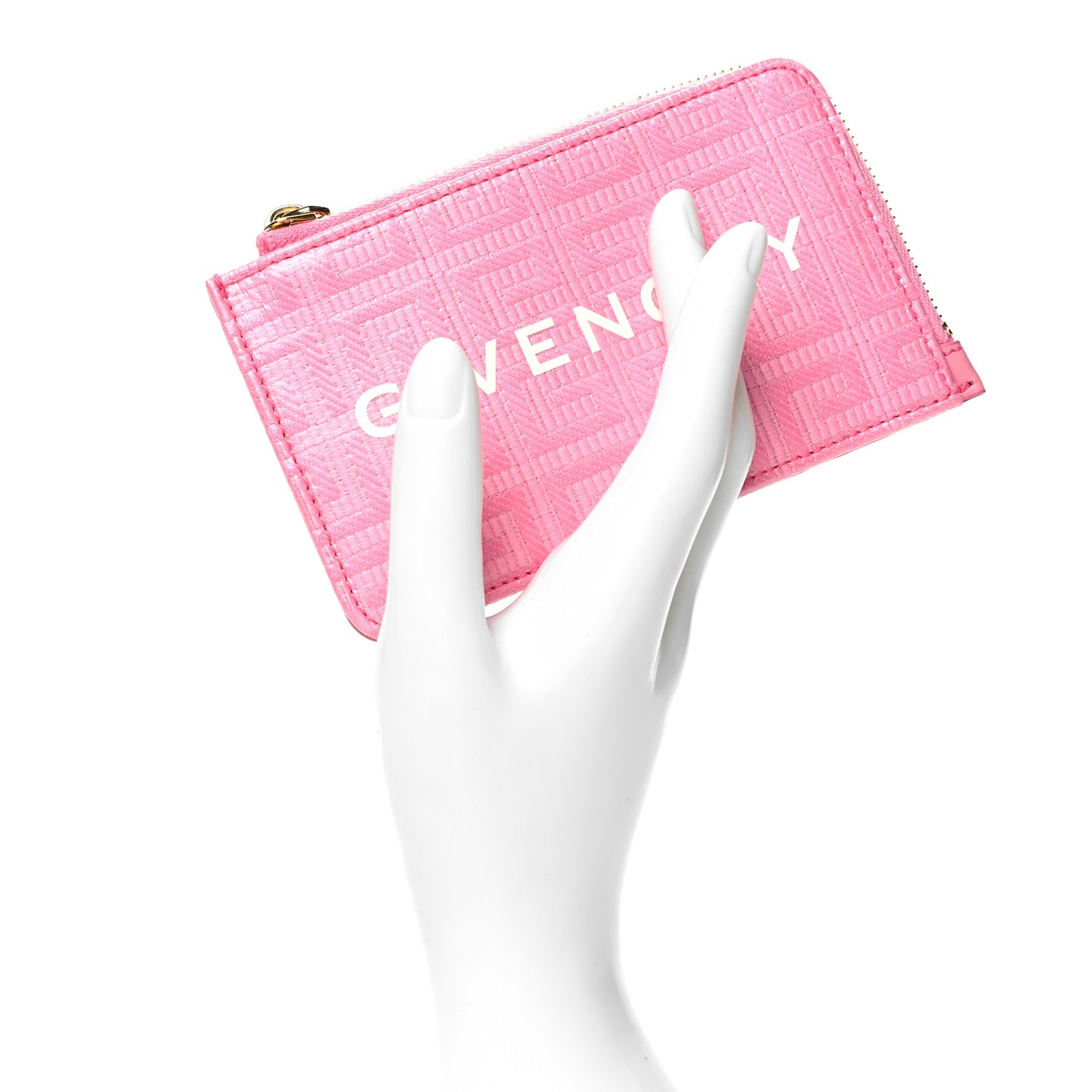 Coated Canvas Logo 4G Cut Zip Card Holder Pink