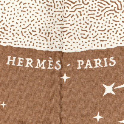 Hermes Silk Cashmere Clair De Lune Shawl 140 Camel White 2 of 6