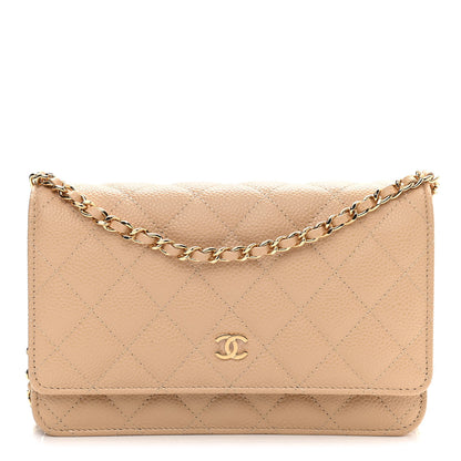 Chanel Caviar Quilted Wallet On Chain WOC Beige 1 of 12