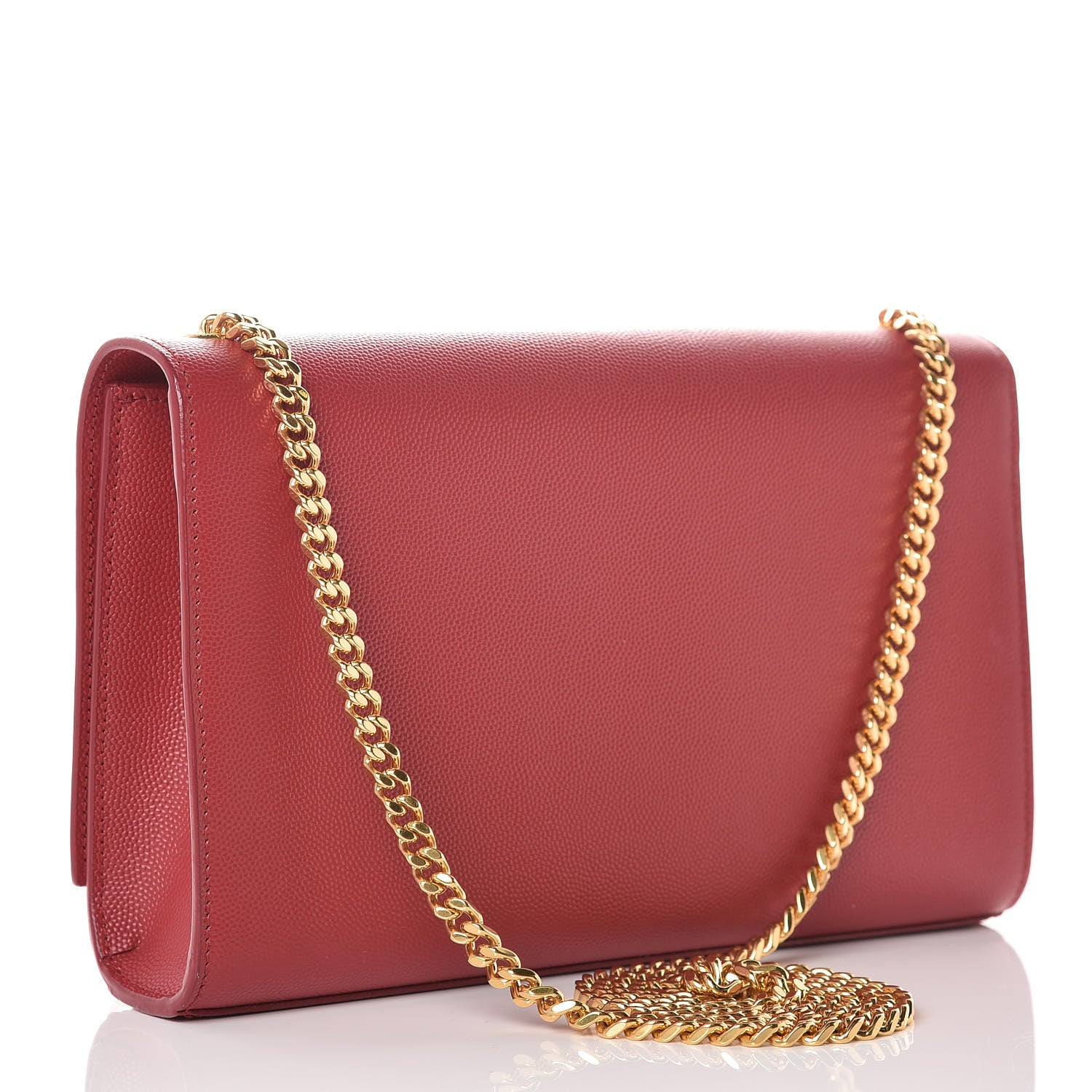 Saint Laurent Grain De Poudre Medium Monogram Kate Satchel Red 3 of 10