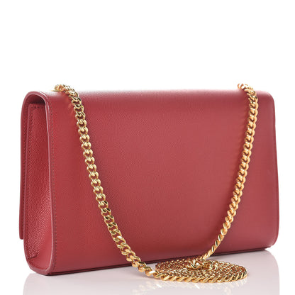 Saint Laurent Grain De Poudre Medium Monogram Kate Satchel Red 3 of 10