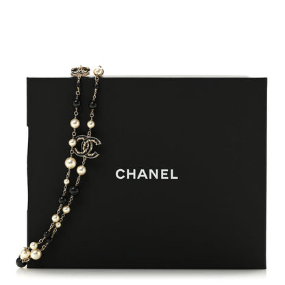 Chanel Pearl Bead Enamel CC Baroque Long Necklace Black Gold 6 of 6