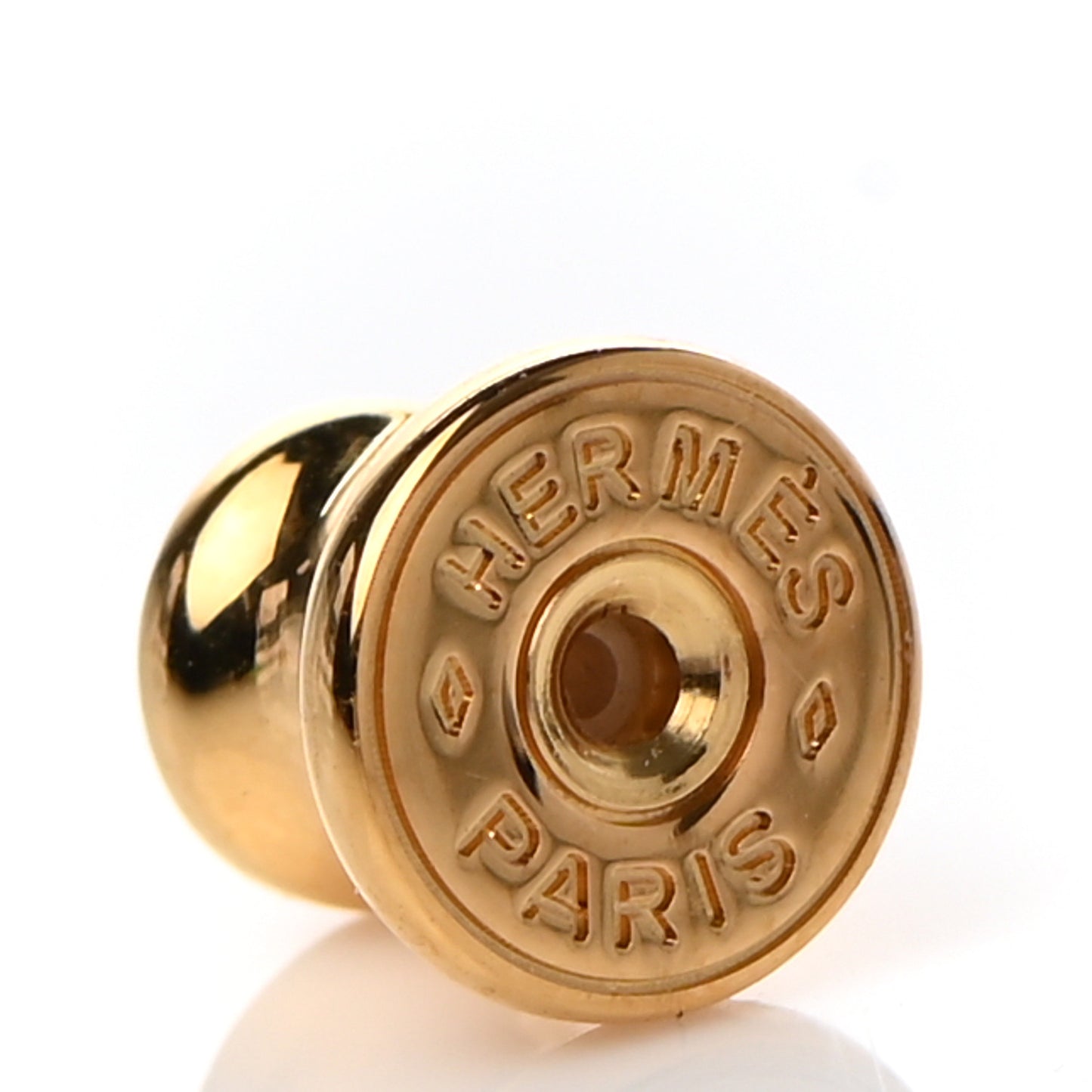 Gold Lacquered Mini Pop H Earrings White