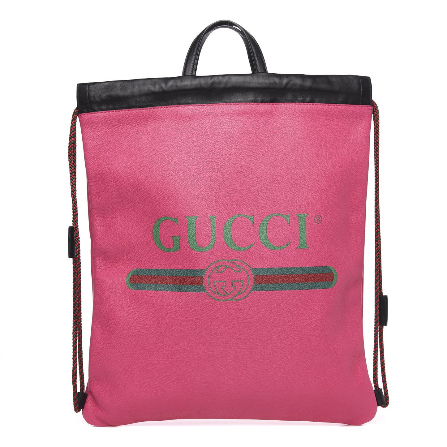 Grained Calfskin Logo Drawstring Backpack Box Pink Green Black