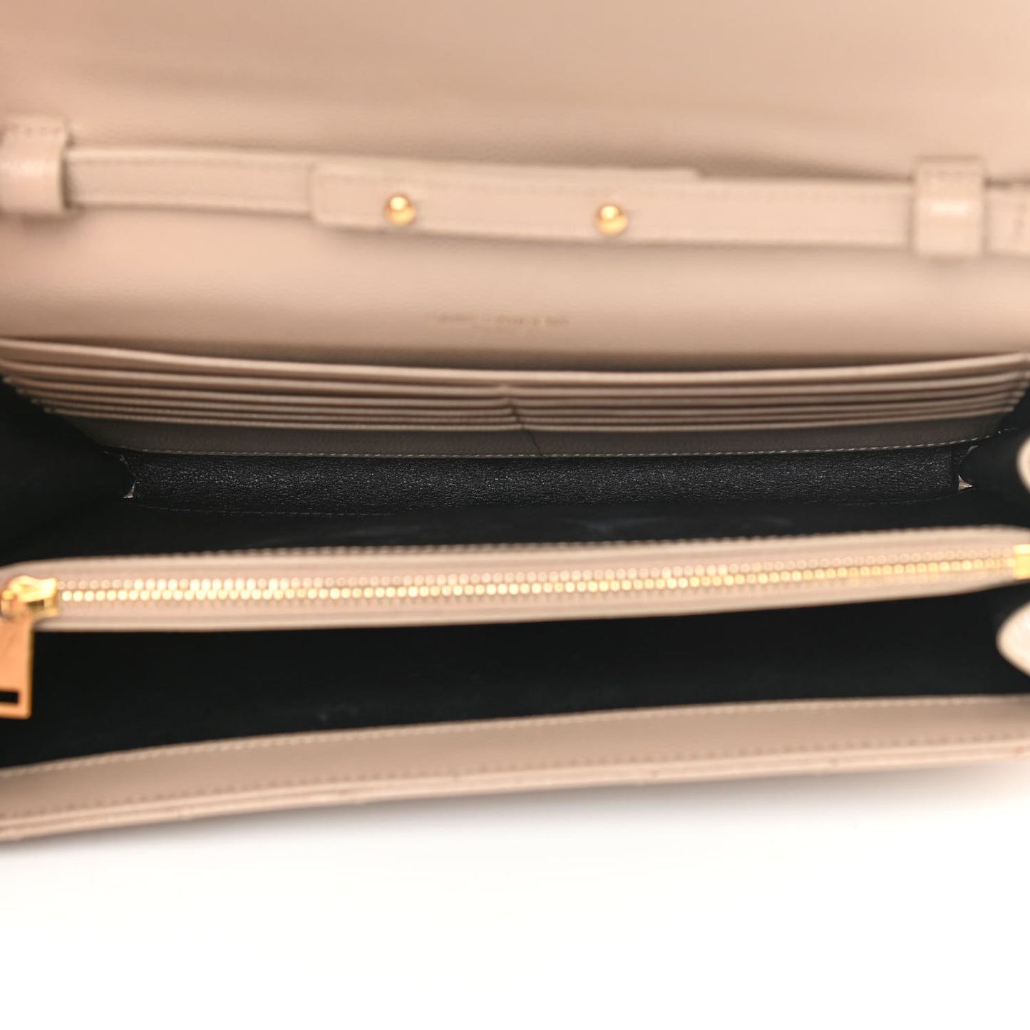 Grain De Poudre Matelasse Chevron Monogram Chain Wallet Dark Beige