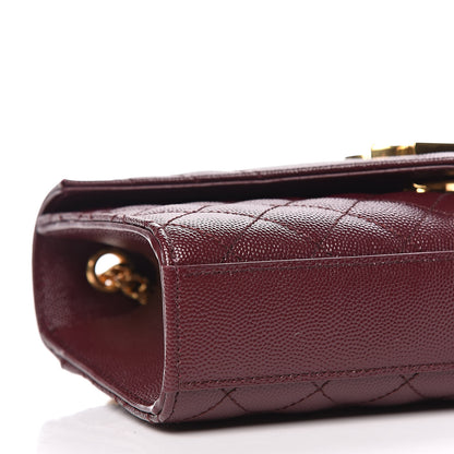 Saint Laurent Grain De Poudre Tri-Quilt Monogram Small College Bag Burgundy 7 of 8