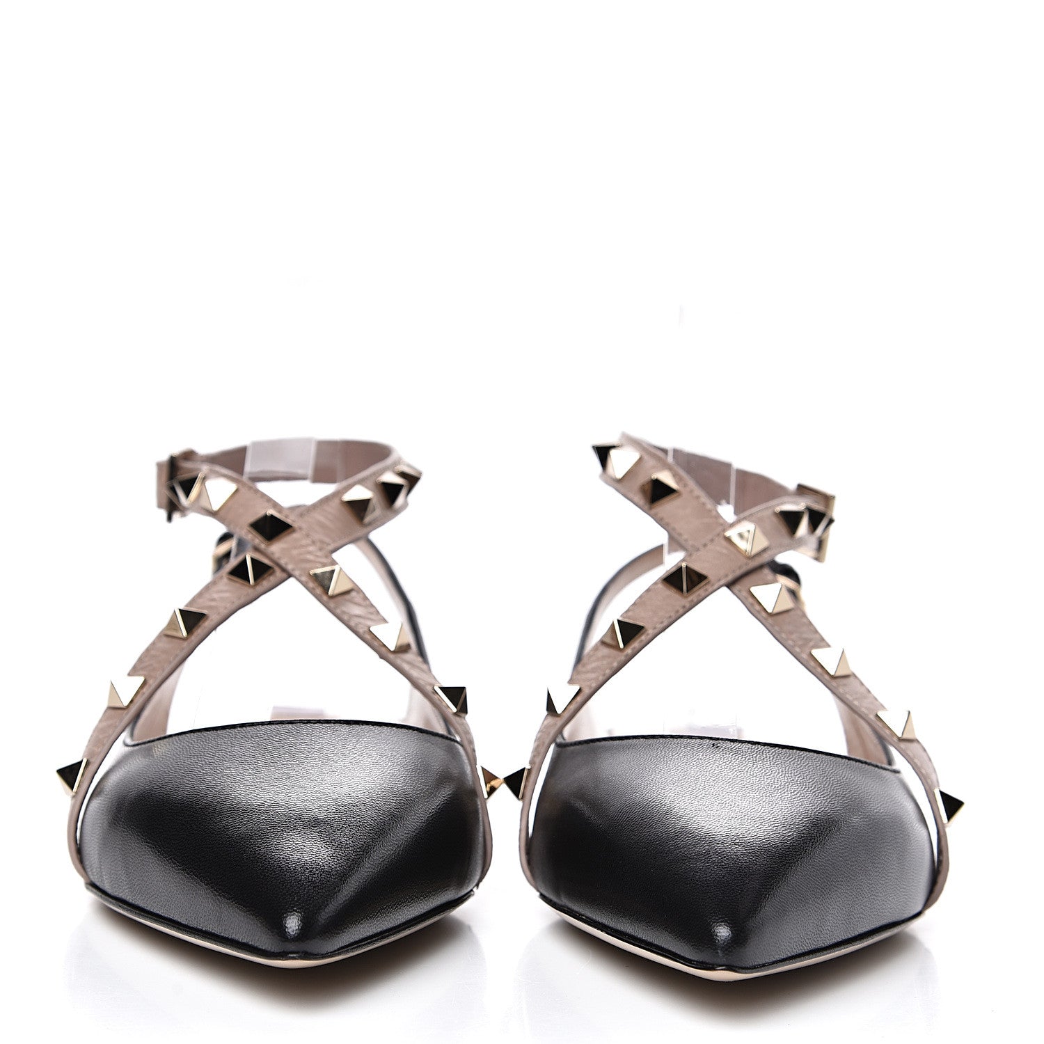 Valentino Garavani Nappa Rockstud Crisscross Slingback Flats 36 Black Poudre 2 of 9