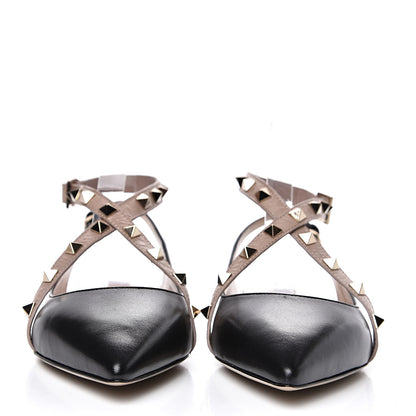 Valentino Garavani Nappa Rockstud Crisscross Slingback Flats 36 Black Poudre 2 of 9